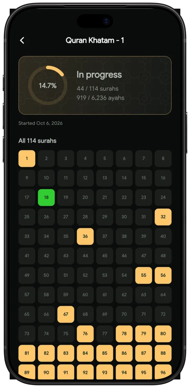 Khatams in the app